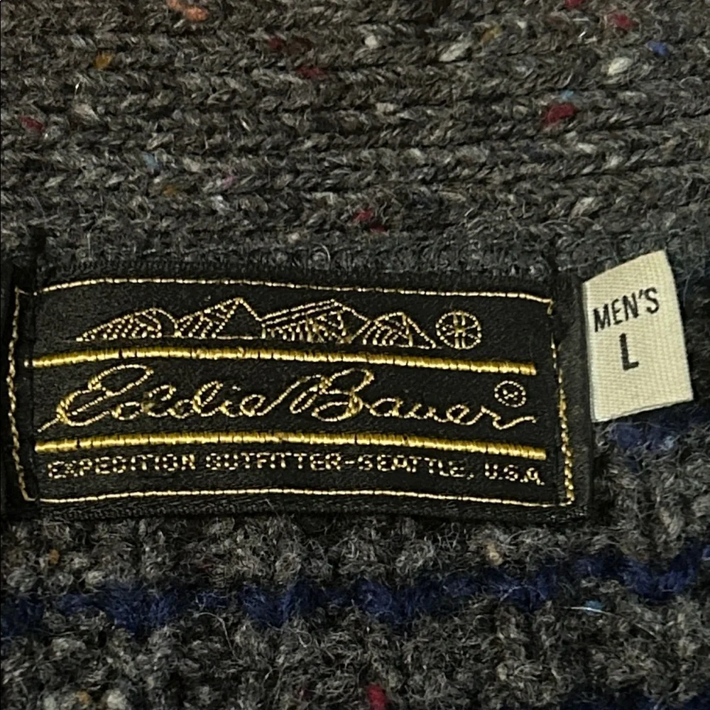 Vintage 90s Eddie Bauer Made In‎ USA 100% Wool 5 Button Grandpa Box Pattern Vest
